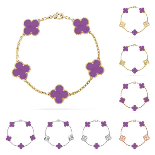 [Azure Tears]LUCKY CLOVER 5-MOTIF BRACELET - VIOLET COLLECTION
