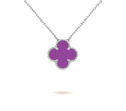 [Azure Tears]15MM CLOVER FLOWER PENDANT NECKLACE WHITE GOLD COLLECTION
