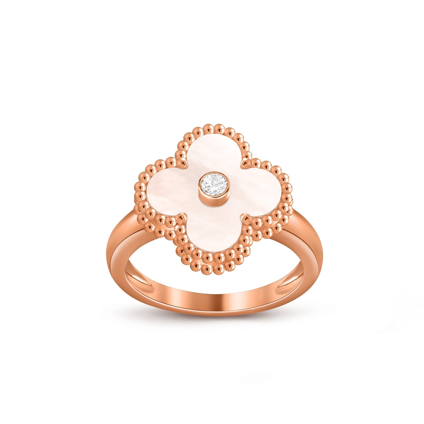 [Azure Tears]LUCKY CLOVER DIAMOND-ACCENT ROSE GOLD RING COLLECTION
