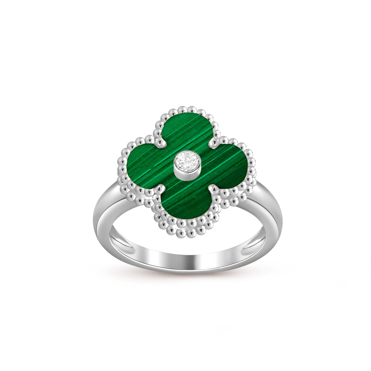 [Azure Tears]LUCKY CLOVER DIAMOND-ACCENT WHITE GOLD RING COLLECTION
