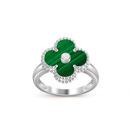 [Azure Tears]LUCKY CLOVER DIAMOND-ACCENT WHITE GOLD RING COLLECTION