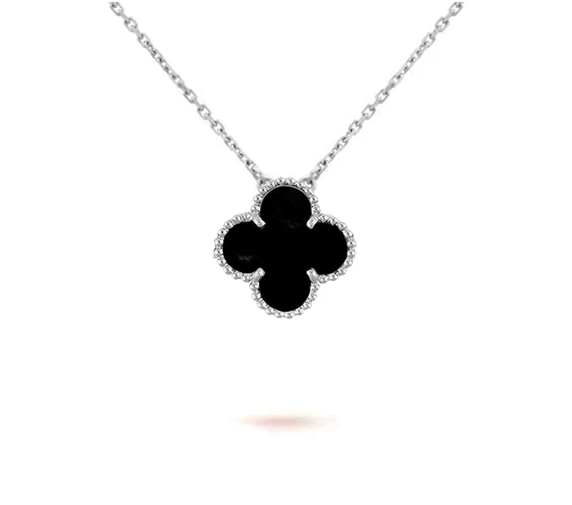 [Azure Tears]15MM CLOVER FLOWER PENDANT NECKLACE WHITE GOLD COLLECTION