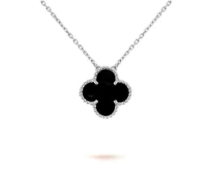 [Azure Tears]15MM CLOVER FLOWER PENDANT NECKLACE WHITE GOLD COLLECTION