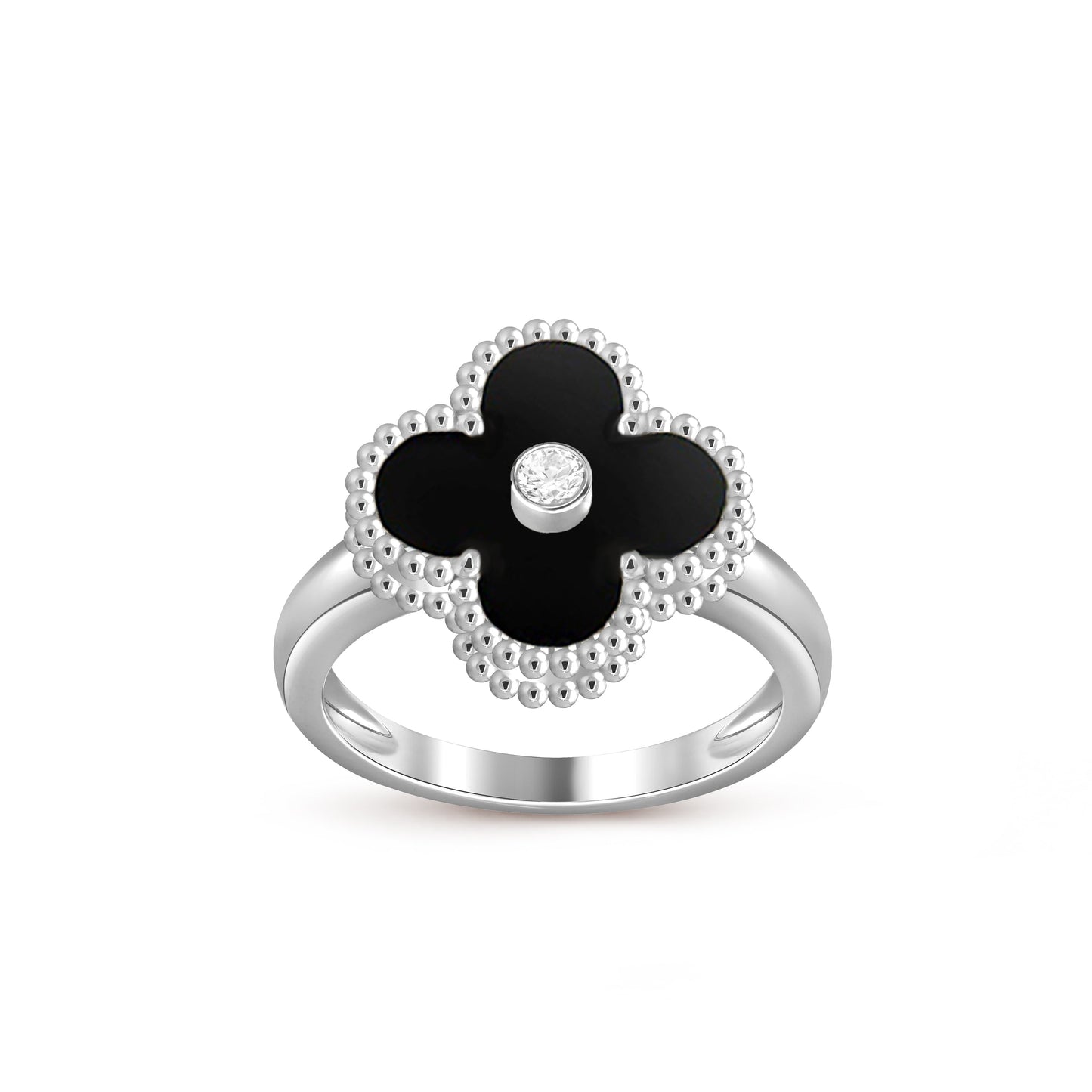 [Azure Tears]LUCKY CLOVER DIAMOND-ACCENT WHITE GOLD RING COLLECTION