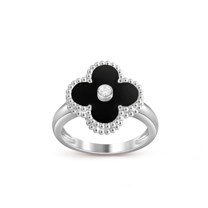 [Azure Tears]LUCKY CLOVER DIAMOND-ACCENT WHITE GOLD RING COLLECTION