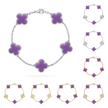 [Azure Tears]LUCKY CLOVER 5-MOTIF BRACELET - LAVENDER COLLECTION