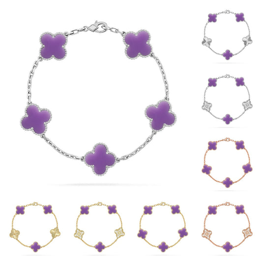 [Azure Tears]LUCKY CLOVER 5-MOTIF BRACELET - LAVENDER COLLECTION