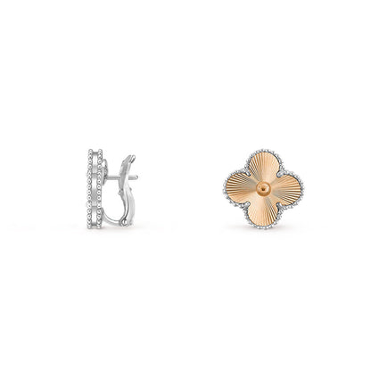 [Azure Tears]15MM CLOVER FLOWER STUD EARRINGS WHITE GOLD COLLECTION