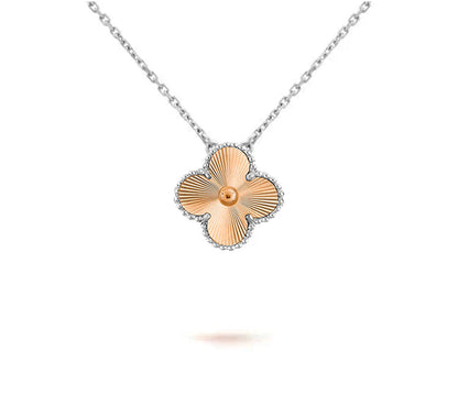 [Azure Tears]15MM CLOVER FLOWER PENDANT NECKLACE WHITE GOLD COLLECTION