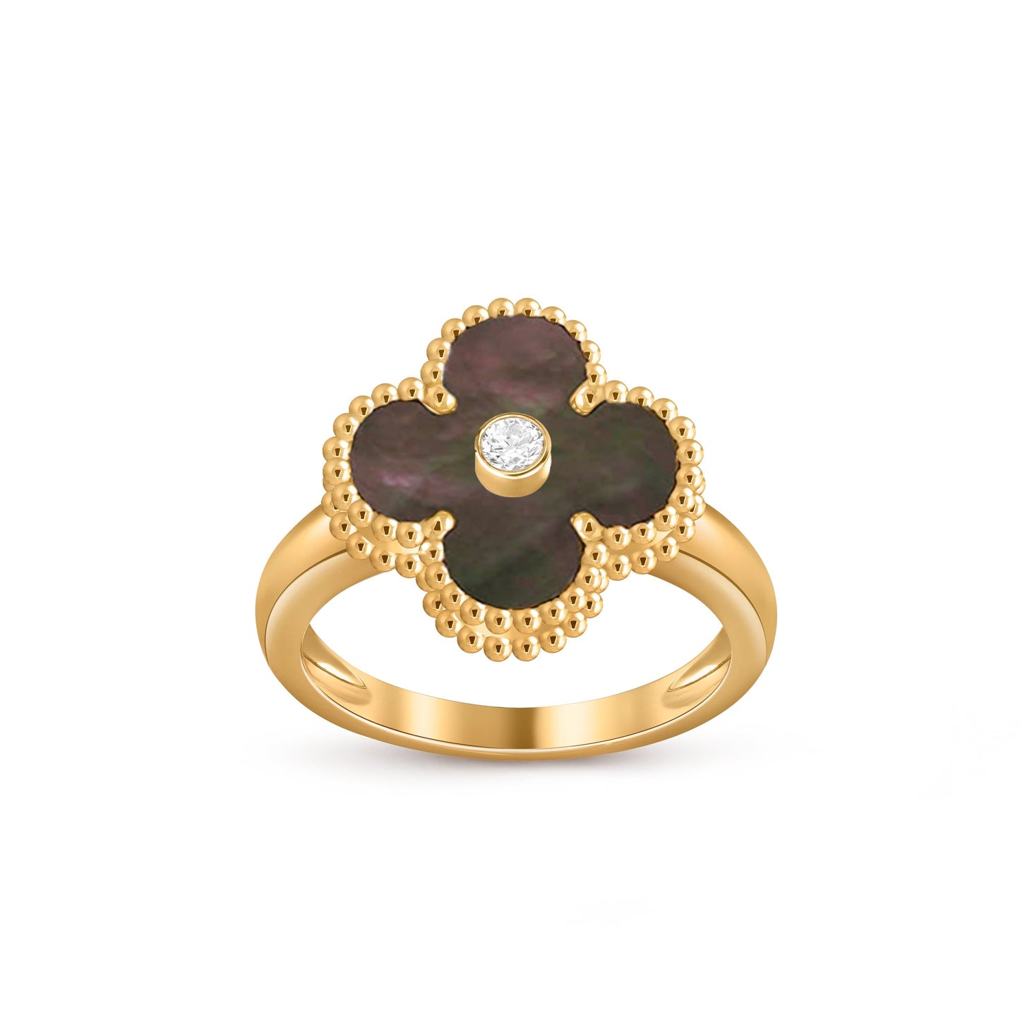 [Azure Tears]LUCKY CLOVER DIAMOND-ACCENT GOLD RING COLLECTION