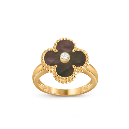 [Azure Tears]LUCKY CLOVER DIAMOND-ACCENT GOLD RING COLLECTION