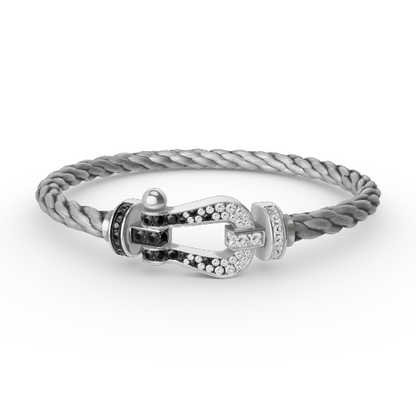 [Azure Tears]FORCE LARGE HORSESHOE BLACK & WHITE DIAMOND BRACELET - WHITE GOLD