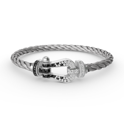 [Azure Tears]FORCE LARGE HORSESHOE BLACK & WHITE DIAMOND BRACELET - WHITE GOLD