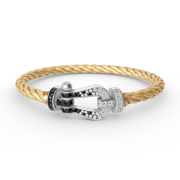 [Azure Tears]FORCE LARGE HORSESHOE BLACK & WHITE DIAMOND BRACELET - WHITE GOLD