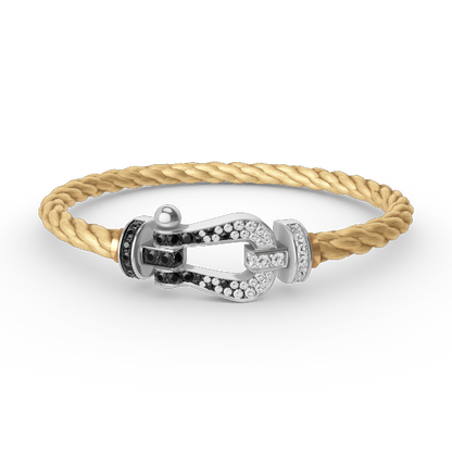 [Azure Tears]FORCE LARGE HORSESHOE BLACK & WHITE DIAMOND BRACELET - WHITE GOLD