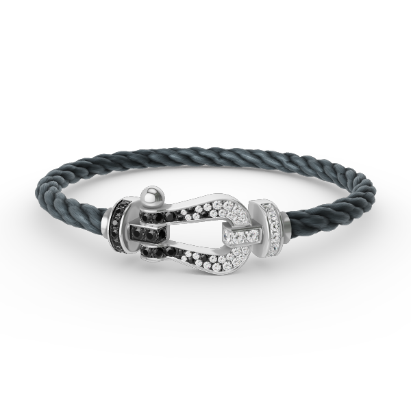 [Azure Tears]FORCE LARGE HORSESHOE BLACK & WHITE DIAMOND BRACELET - WHITE GOLD