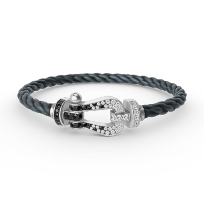 [Azure Tears]FORCE LARGE HORSESHOE BLACK & WHITE DIAMOND BRACELET - WHITE GOLD