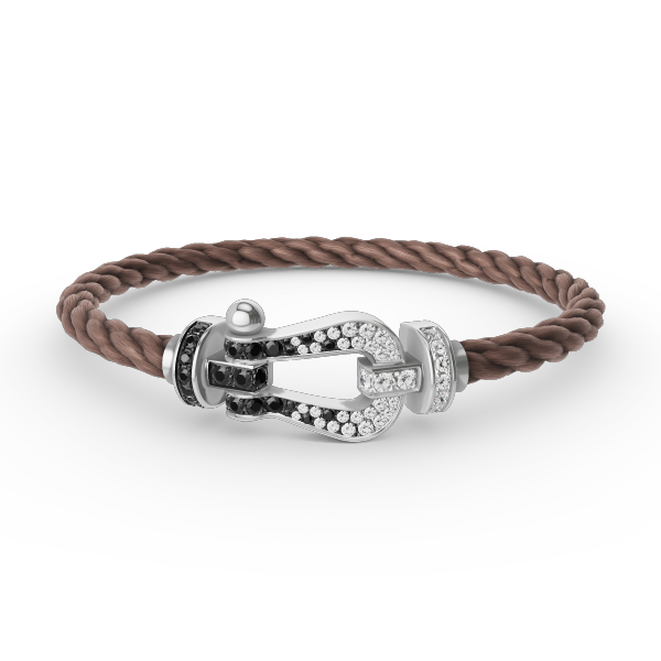 [Azure Tears]FORCE LARGE HORSESHOE BLACK & WHITE DIAMOND BRACELET - WHITE GOLD