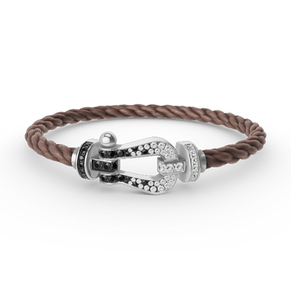 [Azure Tears]FORCE LARGE HORSESHOE BLACK & WHITE DIAMOND BRACELET - WHITE GOLD
