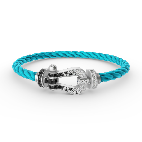 [Azure Tears]FORCE LARGE HORSESHOE BLACK & WHITE DIAMOND BRACELET - WHITE GOLD