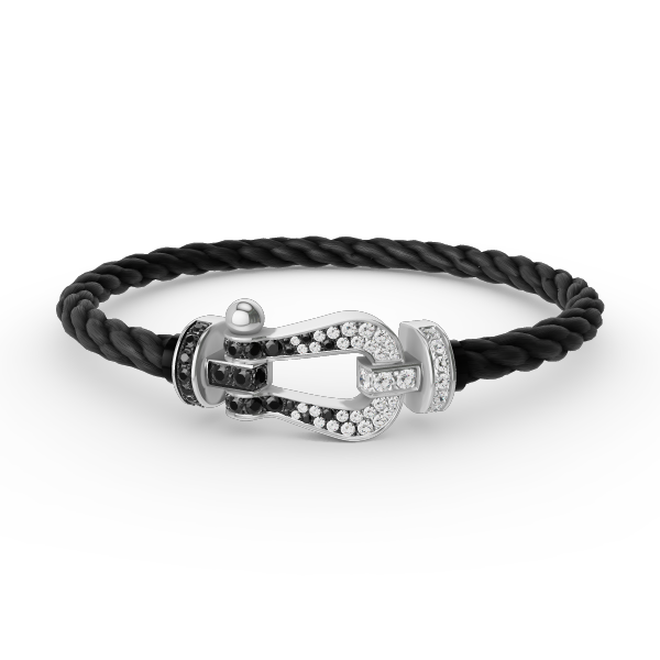 [Azure Tears]FORCE LARGE HORSESHOE BLACK & WHITE DIAMOND BRACELET - WHITE GOLD