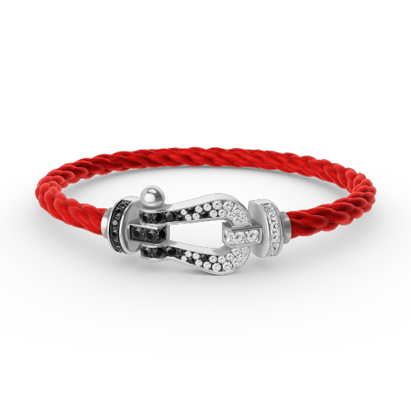 [Azure Tears]FORCE LARGE HORSESHOE BLACK & WHITE DIAMOND BRACELET - WHITE GOLD