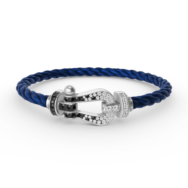 [Azure Tears]FORCE LARGE HORSESHOE BLACK & WHITE DIAMOND BRACELET - WHITE GOLD