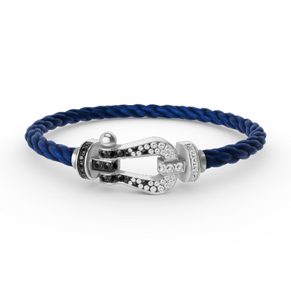 [Azure Tears]FORCE LARGE HORSESHOE BLACK & WHITE DIAMOND BRACELET - WHITE GOLD