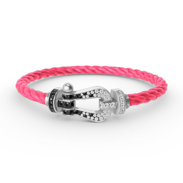 [Azure Tears]FORCE LARGE HORSESHOE BLACK & WHITE DIAMOND BRACELET - WHITE GOLD