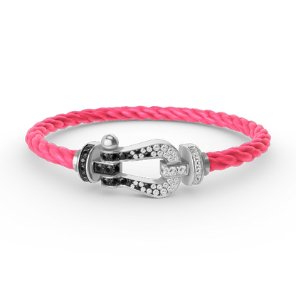 [Azure Tears]FORCE LARGE HORSESHOE BLACK & WHITE DIAMOND BRACELET - WHITE GOLD