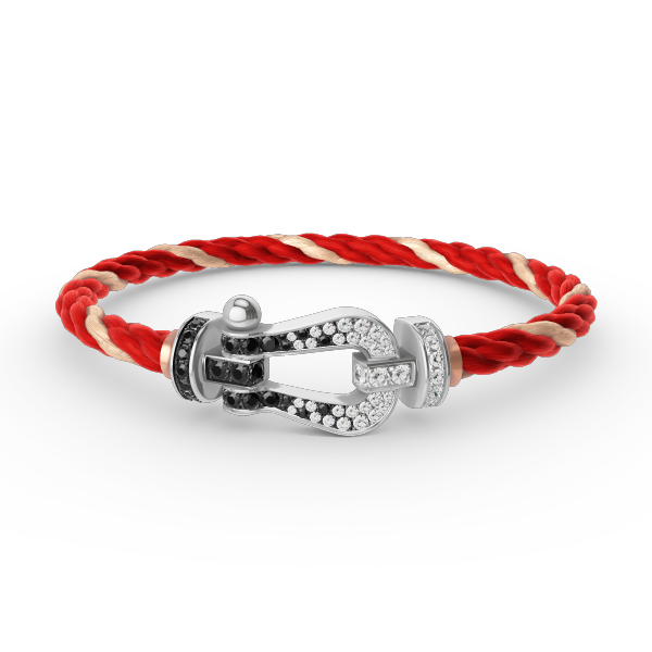 [Azure Tears]FORCE LARGE HORSESHOE BLACK & WHITE DIAMOND BRACELET - WHITE GOLD