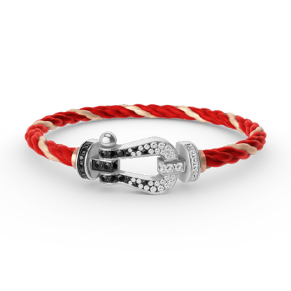 [Azure Tears]FORCE LARGE HORSESHOE BLACK & WHITE DIAMOND BRACELET - WHITE GOLD