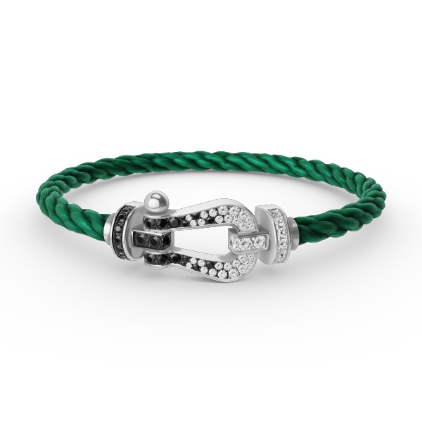 [Azure Tears]FORCE LARGE HORSESHOE BLACK & WHITE DIAMOND BRACELET - WHITE GOLD
