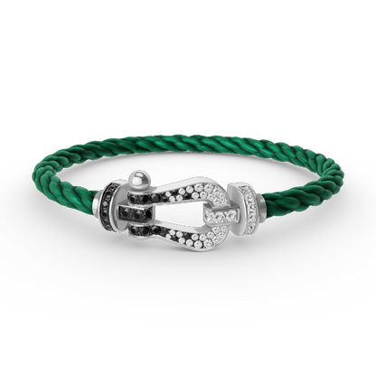 [Azure Tears]FORCE LARGE HORSESHOE BLACK & WHITE DIAMOND BRACELET - WHITE GOLD