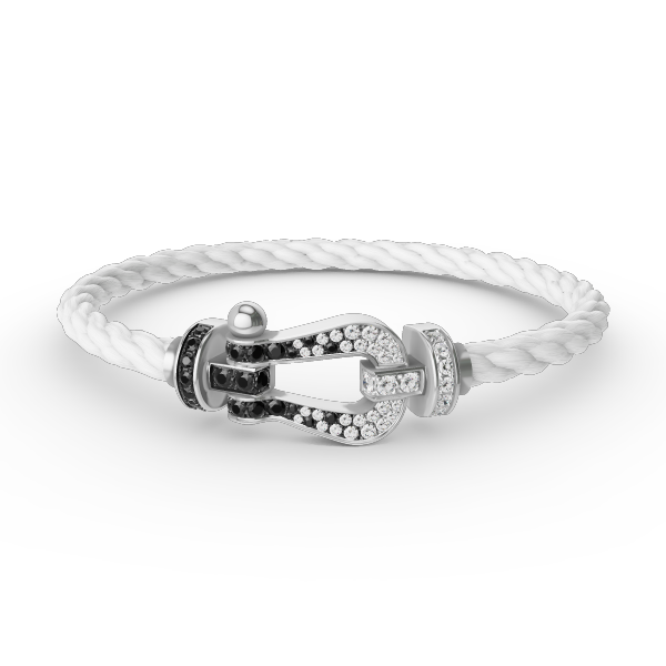 [Azure Tears]FORCE LARGE HORSESHOE BLACK & WHITE DIAMOND BRACELET - WHITE GOLD