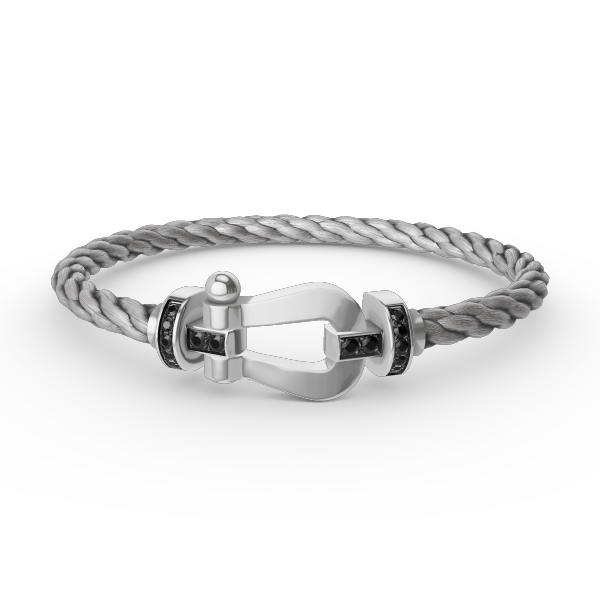 [Azure Tears]FORCE LARGE HORSESHOE BLACK DIAMOND BRACELET - WHITE GOLD