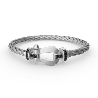 [Azure Tears]FORCE LARGE HORSESHOE BLACK DIAMOND BRACELET - WHITE GOLD