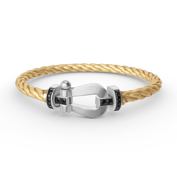 [Azure Tears]FORCE LARGE HORSESHOE BLACK DIAMOND BRACELET - WHITE GOLD
