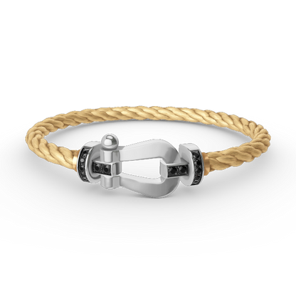 [Azure Tears]FORCE LARGE HORSESHOE BLACK DIAMOND BRACELET - WHITE GOLD