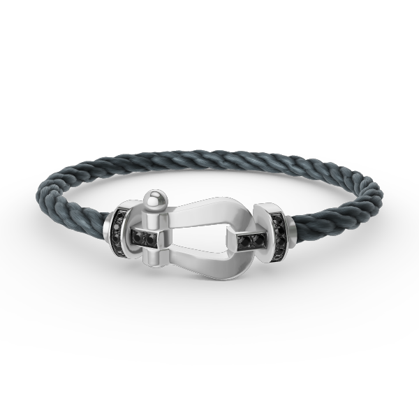 [Azure Tears]FORCE LARGE HORSESHOE BLACK DIAMOND BRACELET - WHITE GOLD