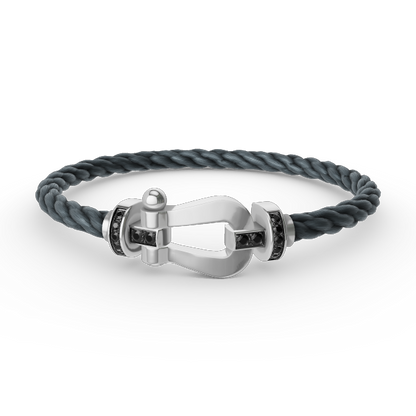 [Azure Tears]FORCE LARGE HORSESHOE BLACK DIAMOND BRACELET - WHITE GOLD