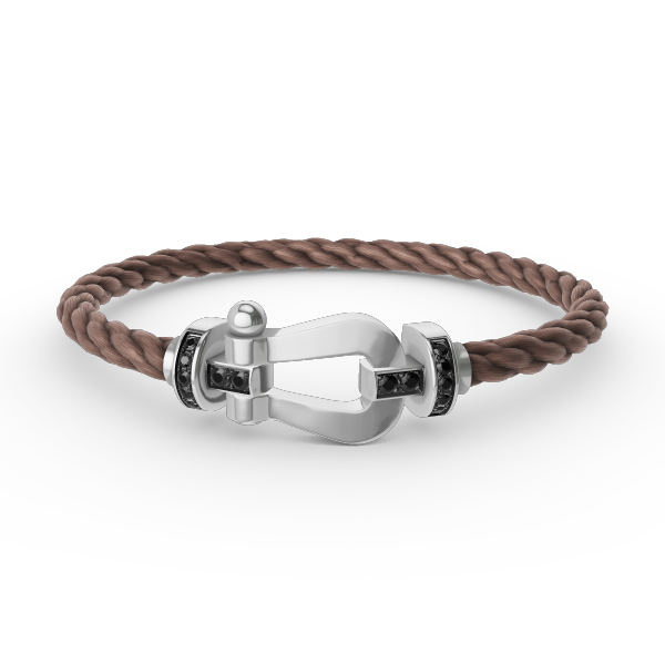 [Azure Tears]FORCE LARGE HORSESHOE BLACK DIAMOND BRACELET - WHITE GOLD