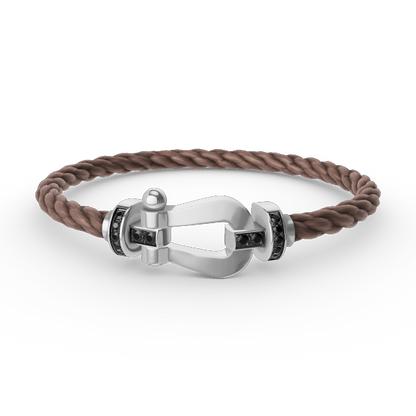 [Azure Tears]FORCE LARGE HORSESHOE BLACK DIAMOND BRACELET - WHITE GOLD
