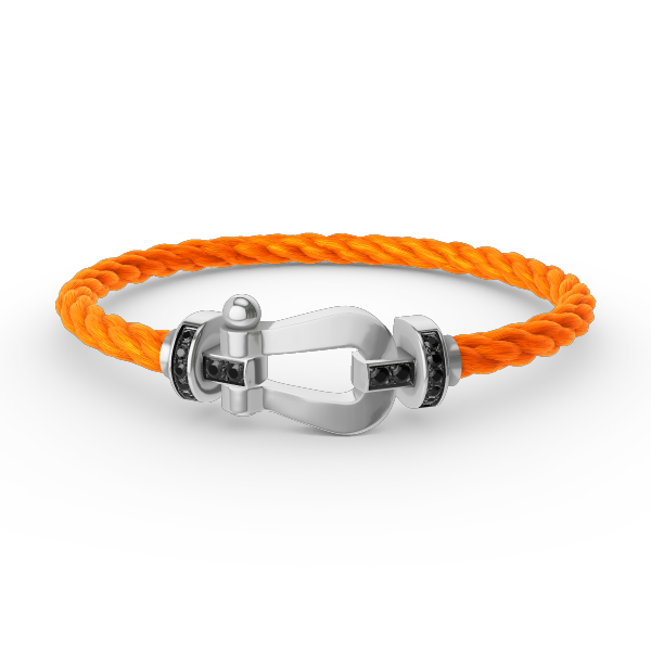 [Azure Tears]FORCE LARGE HORSESHOE BLACK DIAMOND BRACELET - WHITE GOLD