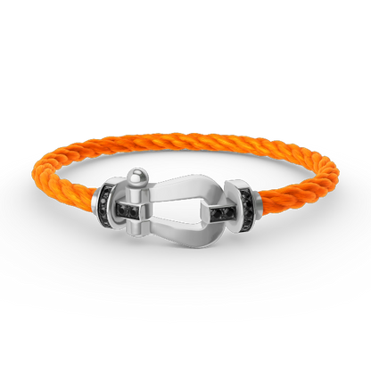 [Azure Tears]FORCE LARGE HORSESHOE BLACK DIAMOND BRACELET - WHITE GOLD