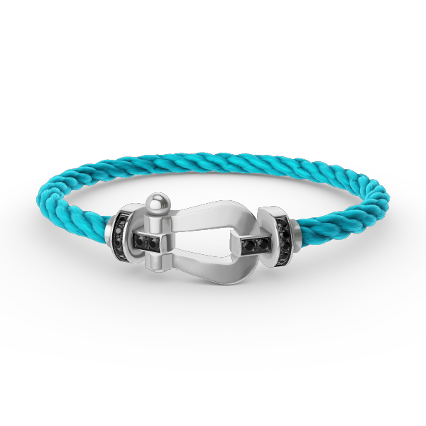 [Azure Tears]FORCE LARGE HORSESHOE BLACK DIAMOND BRACELET - WHITE GOLD