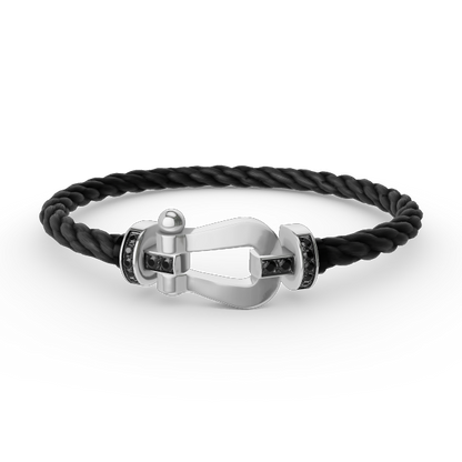 [Azure Tears]FORCE LARGE HORSESHOE BLACK DIAMOND BRACELET - WHITE GOLD