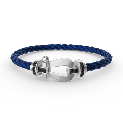 [Azure Tears]FORCE LARGE HORSESHOE BLACK DIAMOND BRACELET - WHITE GOLD