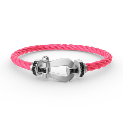 [Azure Tears]FORCE LARGE HORSESHOE BLACK DIAMOND BRACELET - WHITE GOLD
