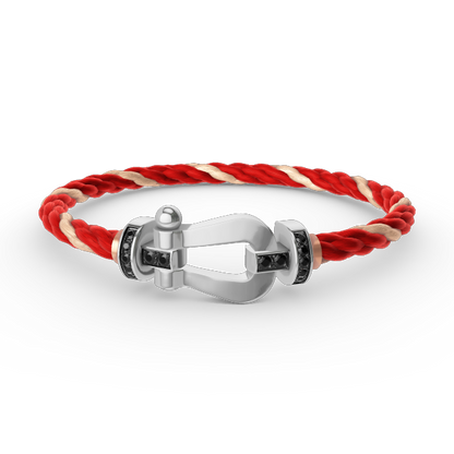 [Azure Tears]FORCE LARGE HORSESHOE BLACK DIAMOND BRACELET - WHITE GOLD